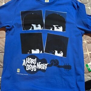 Brand new - Hard Days Night Beatles Blue Graphic T-Shirt with Band Design NWOT